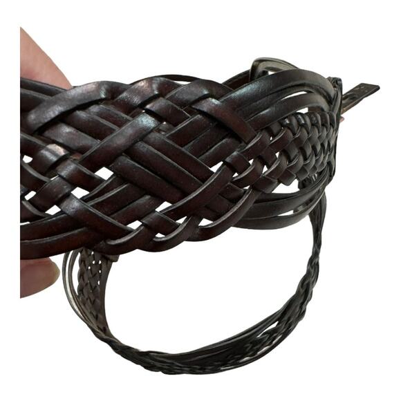 Coldwater Creek Womens Belt Sz‎ XL Bonded Brown Braided Leather NEW